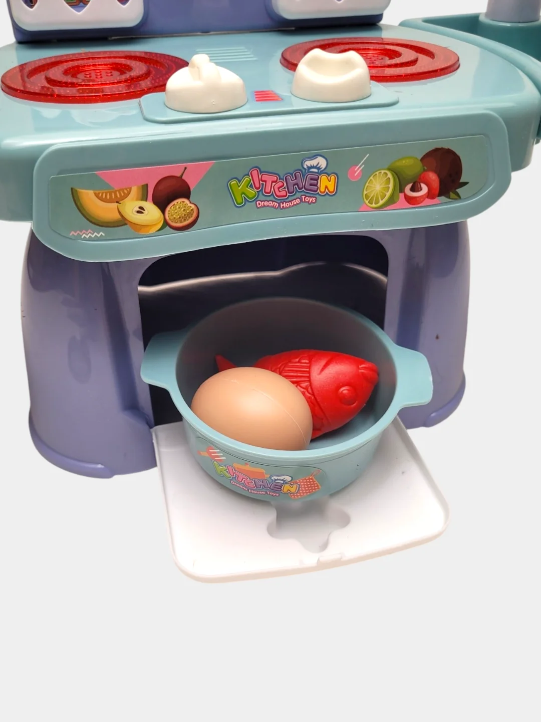 Сиреневый игровая детская кухня, набор кухни, посуды 25 предметов