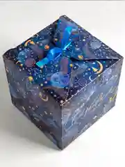 Темно-синий коробка подарочная квадратная, самосборная, новогодняя, 8 вариантов