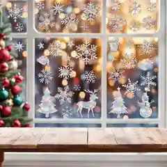 Новогодние наклейки на окна, ловец солнца, радуга, прозрачные