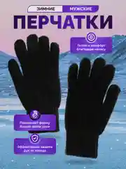 Черный перчатки мужские двойные утепленные / черные перчатки / мужские варежки / зимние перчатки