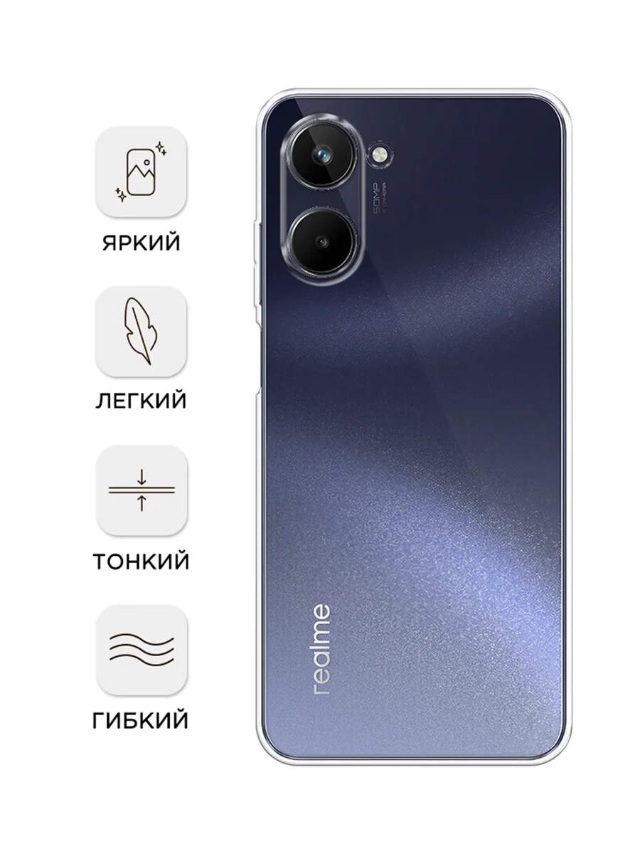Прозрачный силиконовый чехол на Realme 10 4G / Реалми 10 4G прозрачный, с рисунком, защита камеры