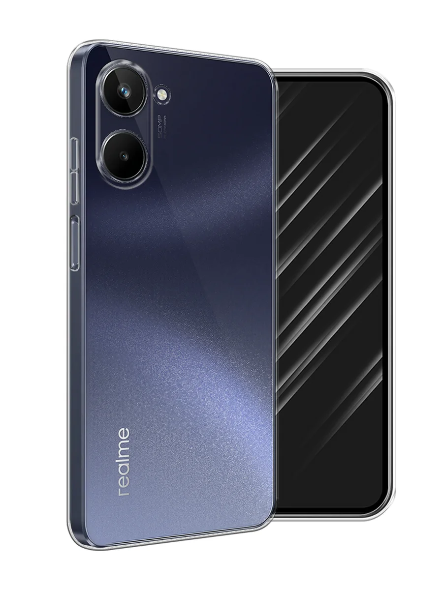 Прозрачный силиконовый чехол на Realme 10 4G / Реалми 10 4G прозрачный, с рисунком, защита камеры