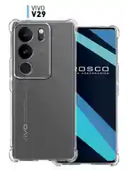 Прозрачный противоударный чехол Vivo V29, силиконовый, ROSCO, с сеткой от прилипания, усиленные углы