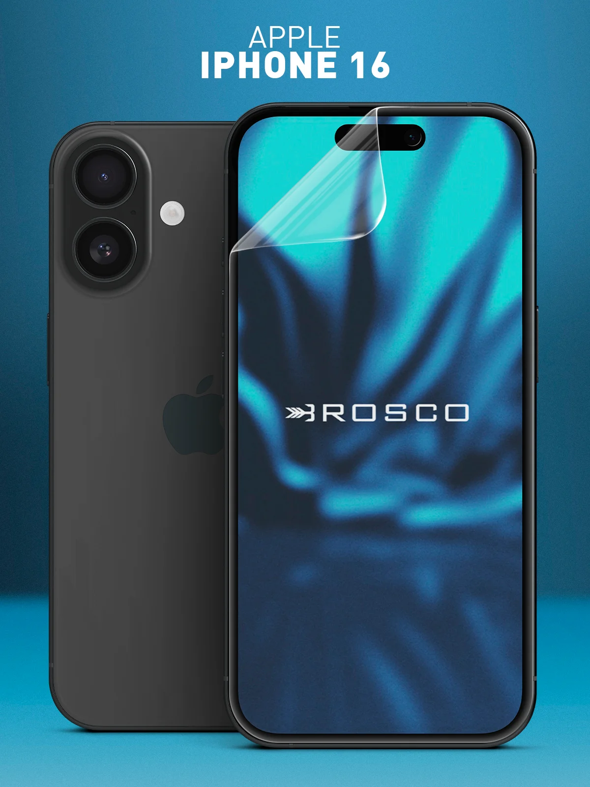 1-2 шт защитная плёнка для Apple iPhone 16 гидрогелевая ROSCO, прозрачная, тонкая, не стекло