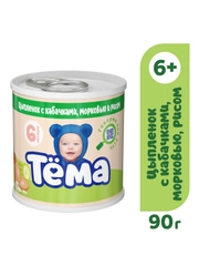 Пюре Тема с цыпленком, кабачками, морковью и рисом с 6 мес. 90г