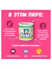 Пюре Тема с цыпленком, кабачками, морковью и рисом с 6 мес. 90г