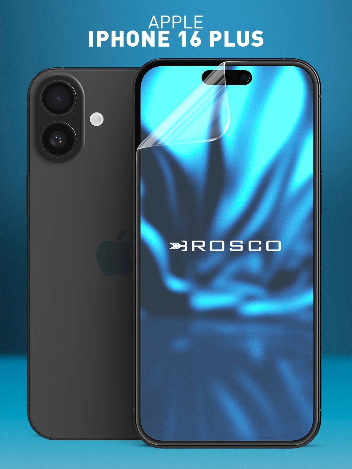 1-2 шт защитная плёнка для iPhone 16 Plus гидрогелевая ROSCO, прозрачная, тонкая, не стекло