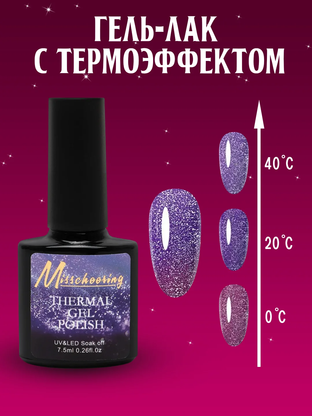 Пурпурный гель-лак с термоэффектом
