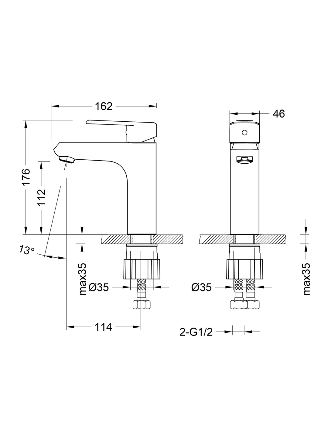 Смеситель для раковины с коротким изливом Lemark Point LM0306C, однорычажный, хром
