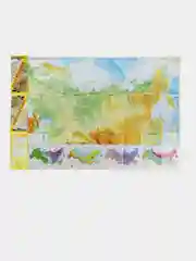 Желтый карта мира/карта России (в новых границах) с флагами и гербами.Карта России Физич,Политич