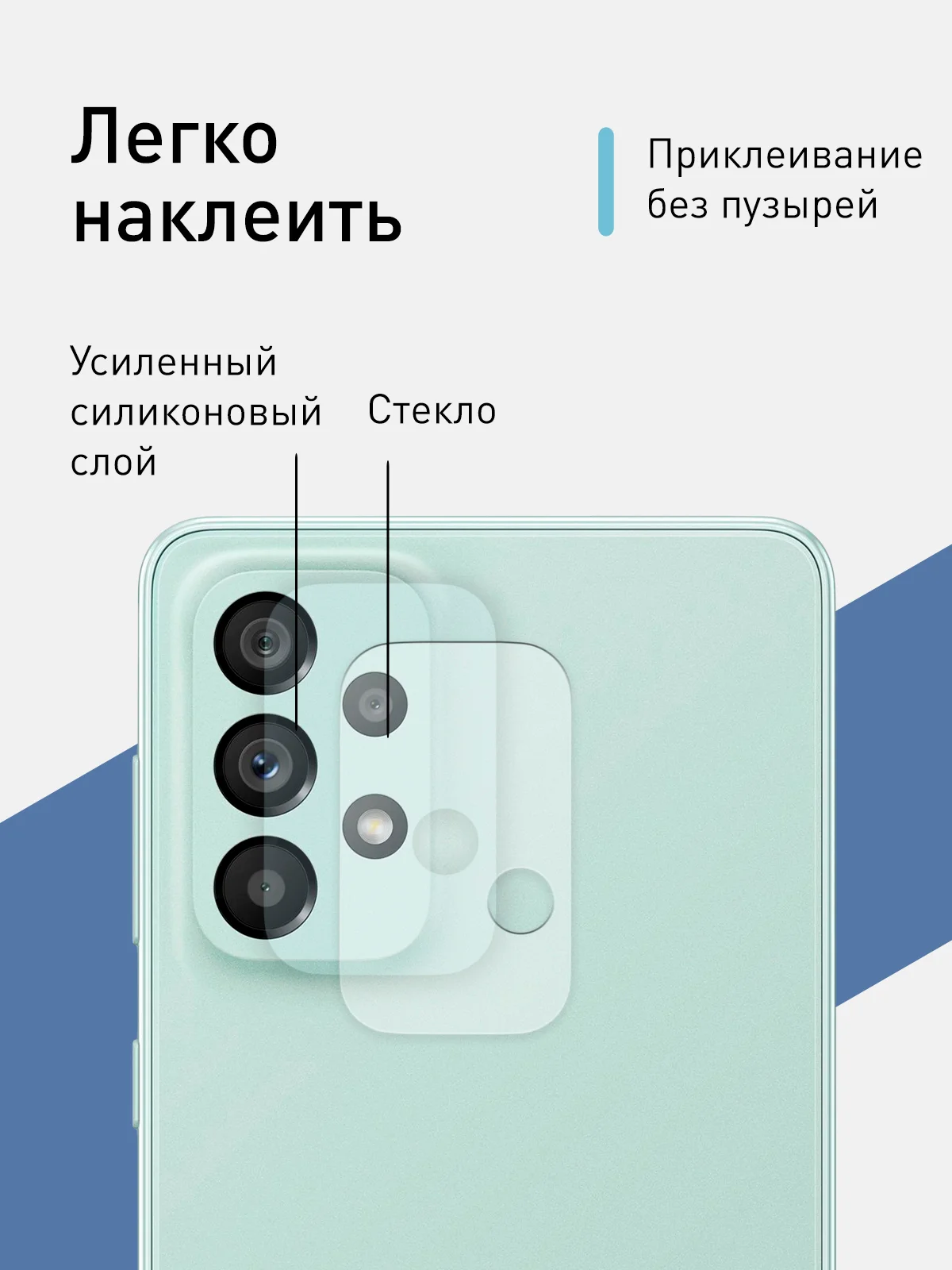 Прозрачный защитное стекло на камеру ROSCO, для телефона Samsung Galaxy A73, прозрачное, закаленное