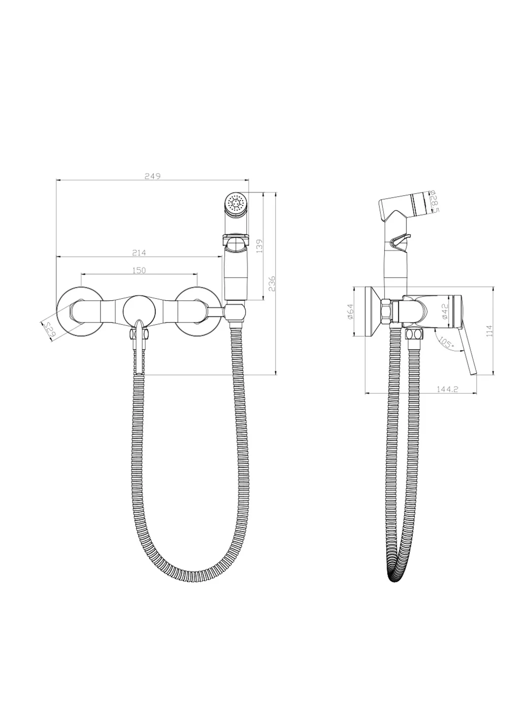 Гигиенический душ Lemark Minima LM3818C, однорычажный, хром