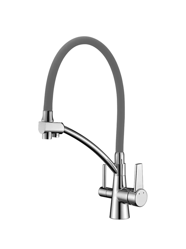 Смеситель для кухни Lemark Comfort LM3071C-Gray, с гибким изливом и подключением к фильтру