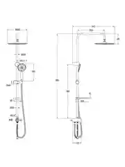 Душевой комплект Lemark LM8809C (стойка, тропический душ, лейка, шланг, мыльница), хром