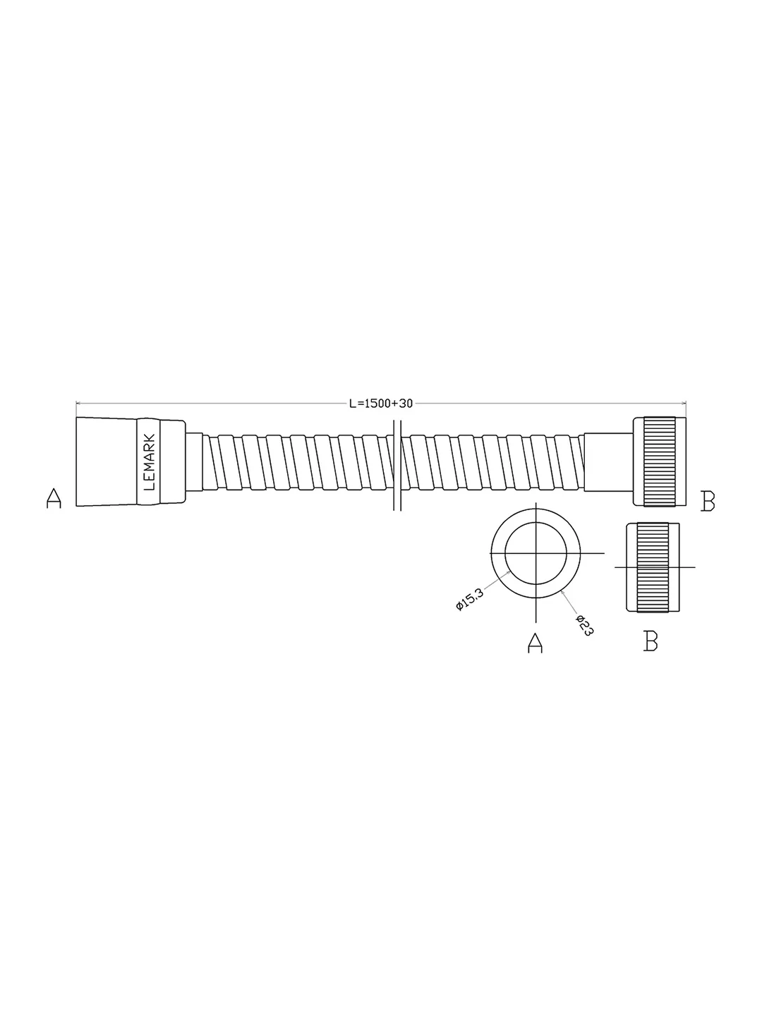 Шланг для душа Lemark LE8033S, сталь, 1,5 м, хром