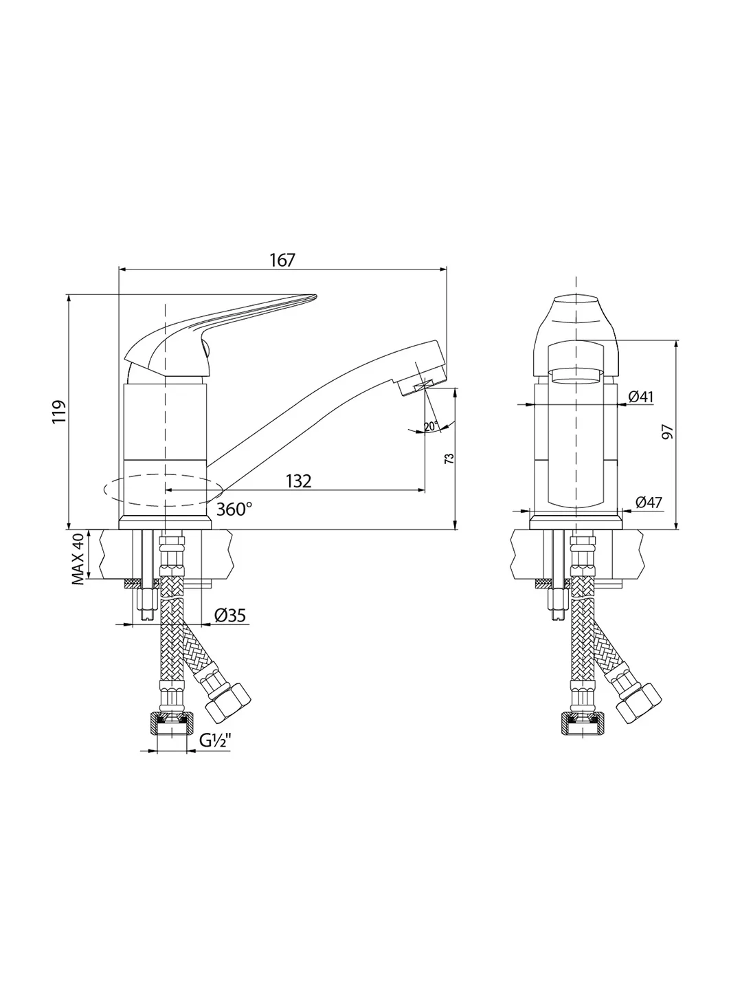 Смеситель для раковины с поворотным изливом Lemark Plus Advance LM1207C, однорычажный