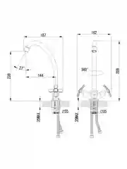 Смеситель для кухни Lemark Partner LM6544C, двухвентильный, хром