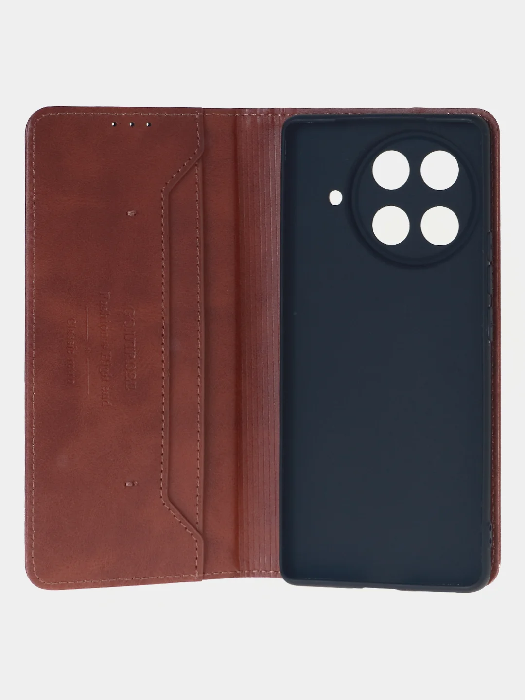 Коричневый чехол-книжка для Tecno Camon 30S Pro (4G) из высококачественной искусственной кожи
