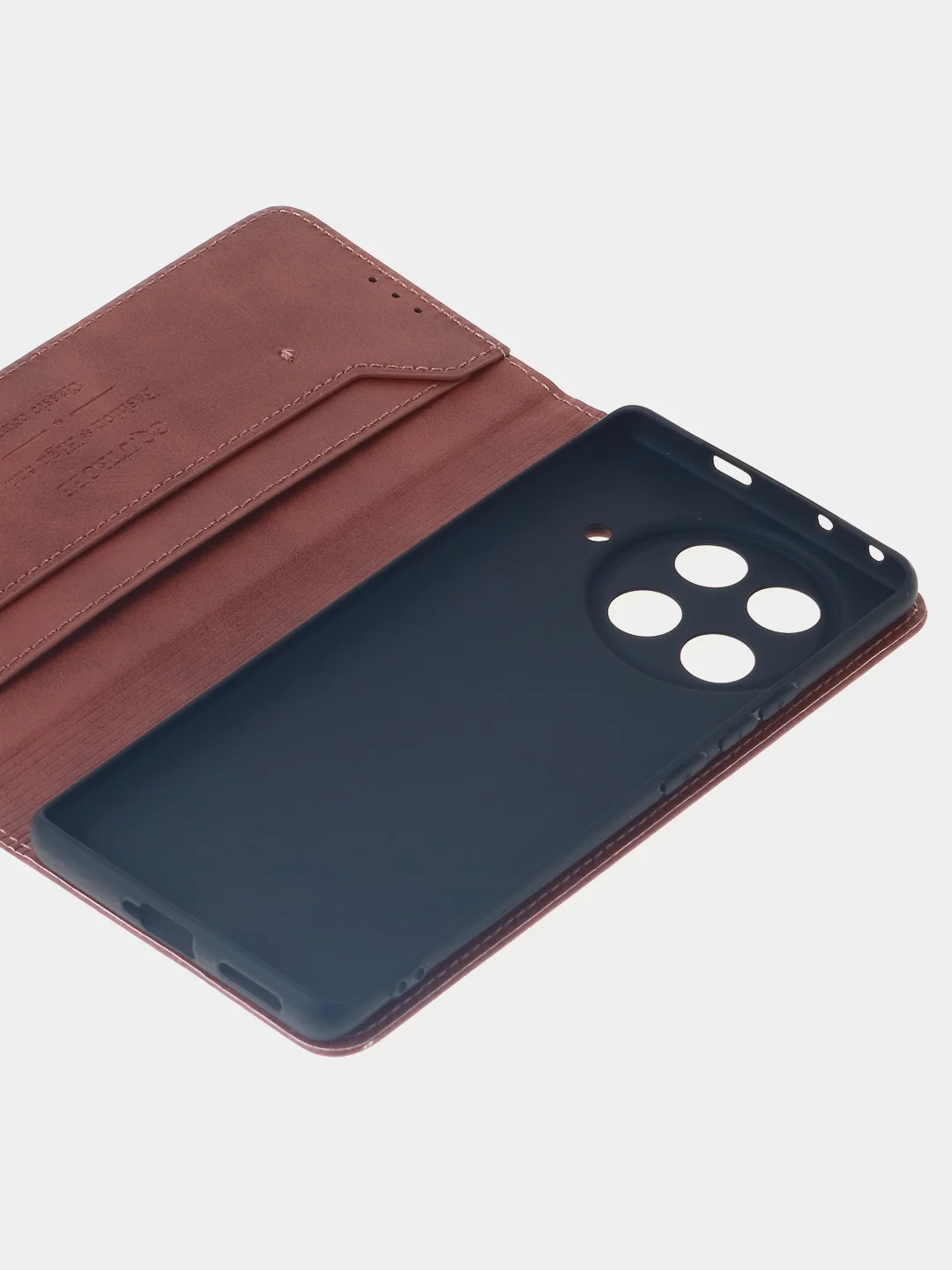 Коричневый чехол-книжка для Tecno Camon 30S Pro (4G) из высококачественной искусственной кожи