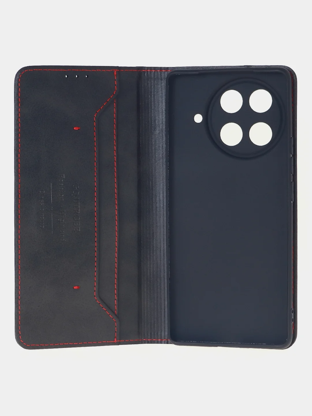 Черный чехол-книжка для Tecno Camon 30S Pro (4G) из высококачественной искусственной кожи