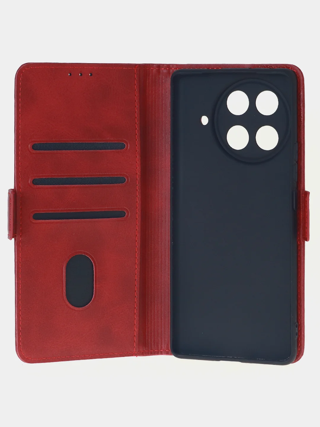 Алый чехол-книжка для Tecno Camon 30S Pro (4G) из высококачественной искусственной кожи