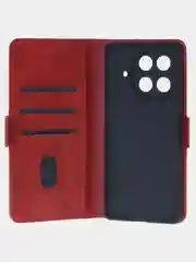 Алый чехол-книжка для Tecno Camon 30S Pro (4G) из высококачественной искусственной кожи