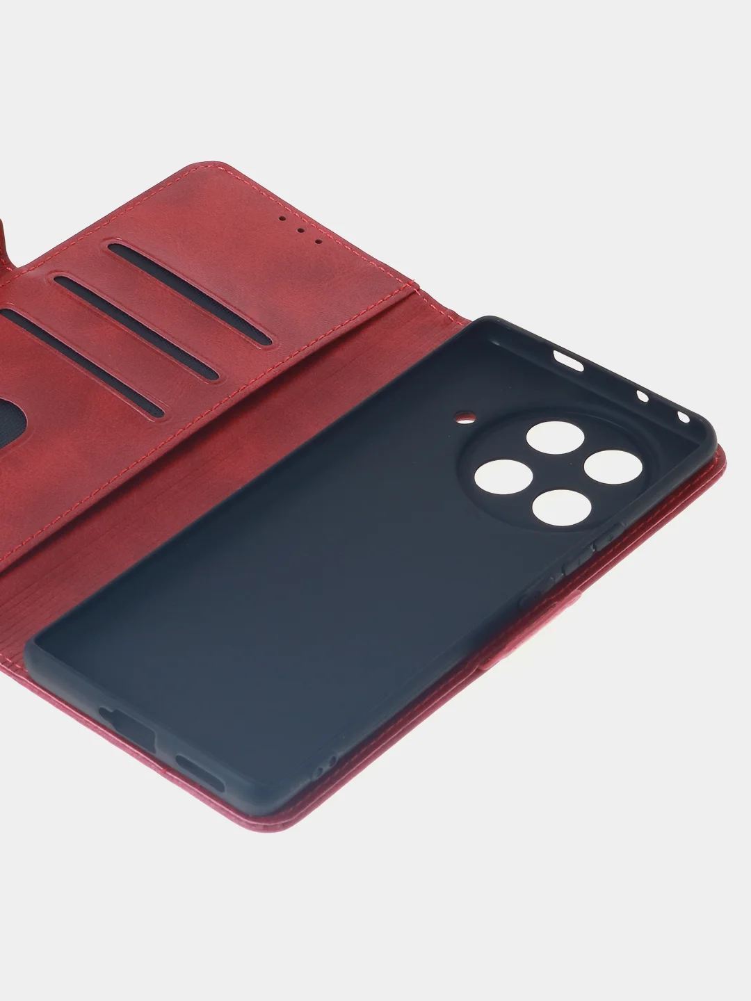 Алый чехол-книжка для Tecno Camon 30S Pro (4G) из высококачественной искусственной кожи