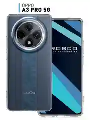 Прозрачный чехол для Oppo A3 Pro силиконовый ROSCO матовый / прозрачный, с бортиком- защитой камер