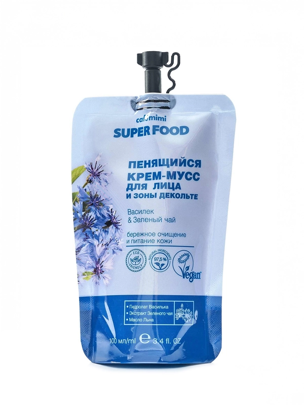 Cafe mimi Super Food Пенящийся крем-мусс для лица и зоны декольте, 100 мл