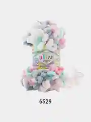 Лазурный пряжа Alize Puffy Color, петельки большие, 100 г, 9 м