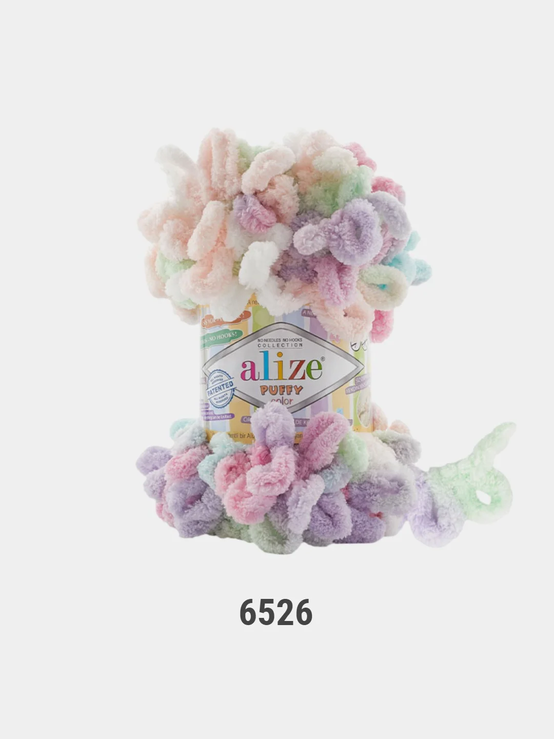 Коралловый пряжа Alize Puffy Color, петельки большие, 100 г, 9 м