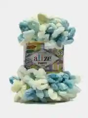 Лайм пряжа Alize Puffy Color, петельки большие, 100 г, 9 м