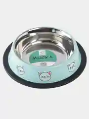 Бирюзовый миска металлическая для кошек и собак на резинке, нескользящая, 235 мл