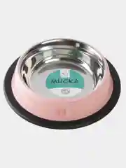 Розовый миска металлическая для кошек и собак на резинке, нескользящая, 235 мл