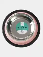 Розовый миска металлическая для кошек и собак на резинке, нескользящая, 235 мл