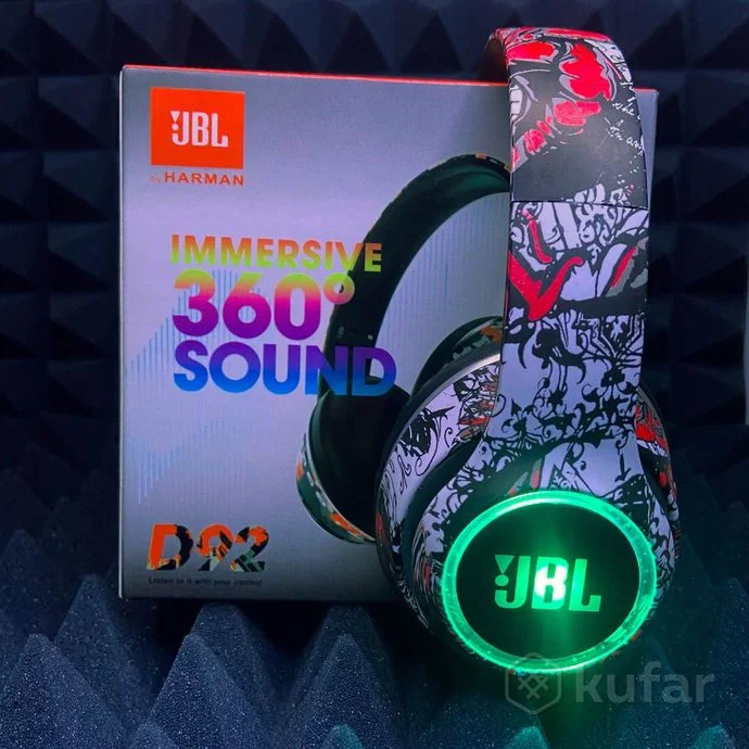 Наушники JBL D92 беспроводные (Bluetooth 5.0) RGB подсветка для детей и подростков, яркие