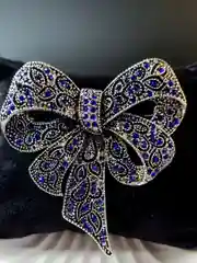 Синий брошь женская Бант