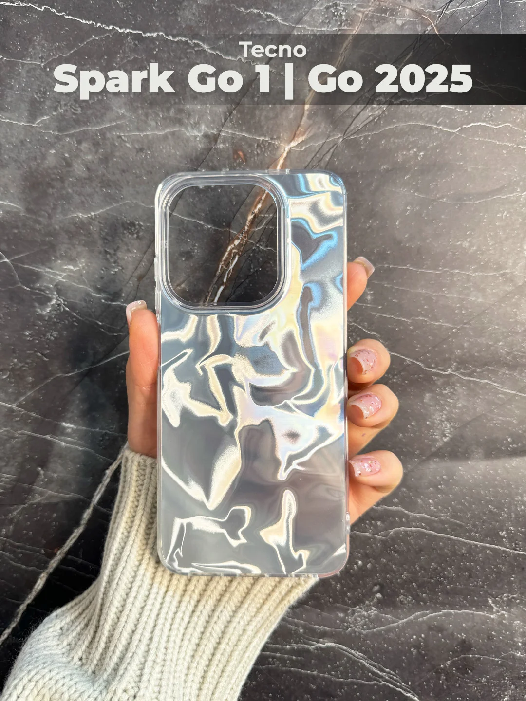 Серый металлик чехол для Tecno Spark Go 1 / Spark GO 2025 (Спарк Го), переливающийся, с градиентом