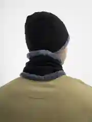 Черный шапка со снудом шерстяная, мужская, женская, зимняя