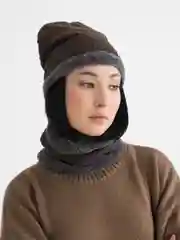 Коричневый шапка со снудом шерстяная, мужская, женская, зимняя
