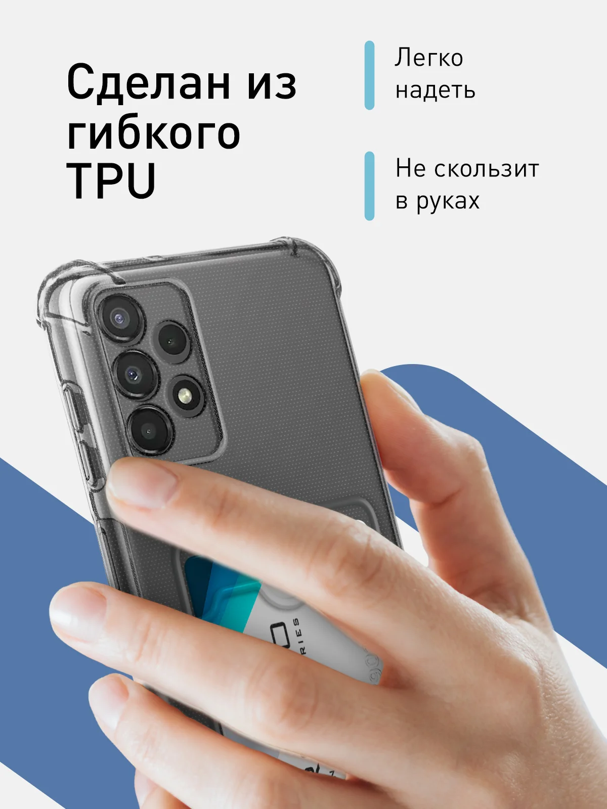 Прозрачный противоударный чехол ROSCO для Samsung Galaxy A13, силиконовый, с карманом для карт