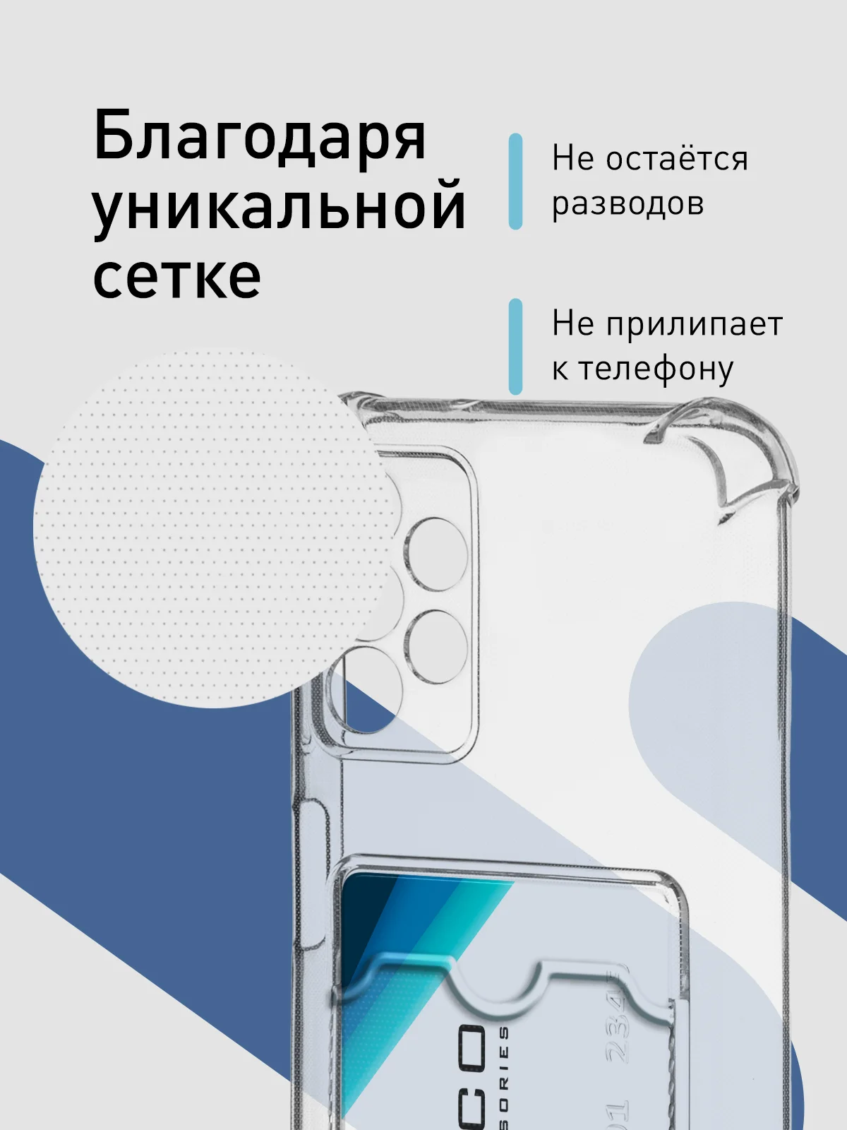 Прозрачный противоударный чехол ROSCO для Samsung Galaxy A13, силиконовый, с карманом для карт