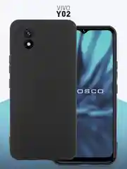 Черный чехол ROSCO для Vivo Y02 матовый, силиконовый, тонкий, бортик-защита вокруг камер
