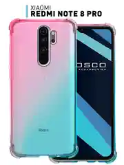 Синий чехол противоударный ROSCO для Xiaomi Redmi Note 8 Pro, силиконовый, с усиленными углами