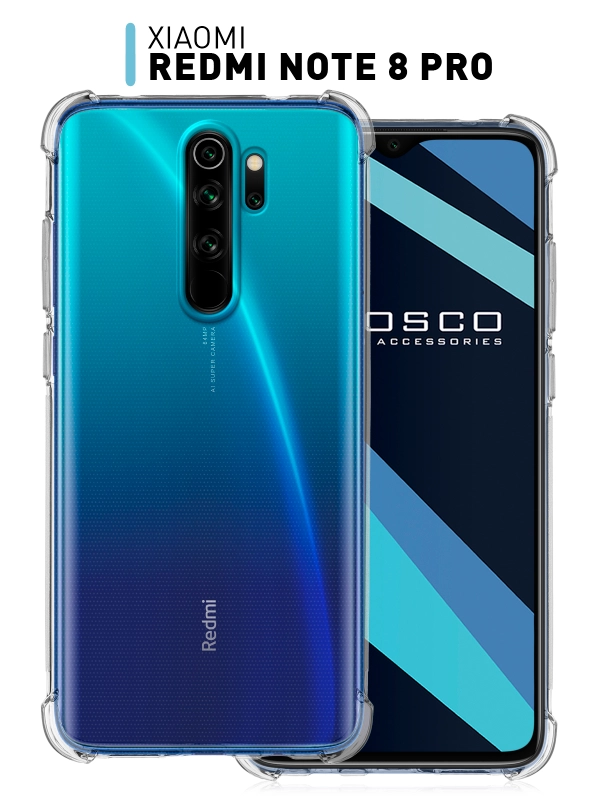 Чехол противоударный ROSCO для Xiaomi Redmi Note 8 Pro, силиконовый, с усиленными углами