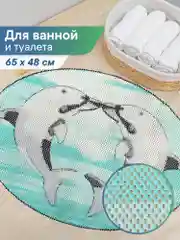 Бирюзовый коврик для ванной комнаты "Дельфины" 65х48 см, ВИЛИНА