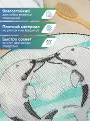 Бирюзовый коврик для ванной комнаты "Дельфины" 65х48 см, ВИЛИНА