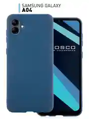 Синий чехол ROSCO для Samsung Galaxy A04, матовый, силиконовый, бортик вокруг камер