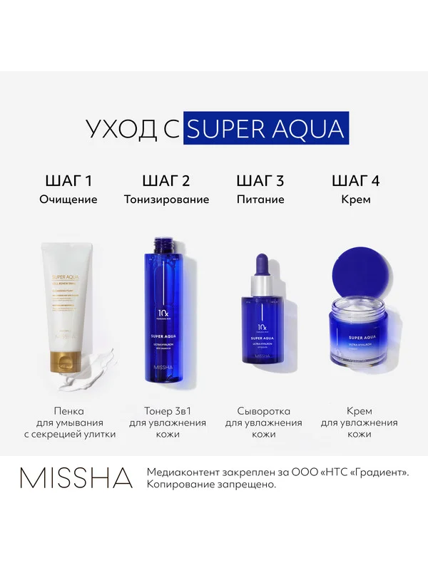 Пенка для умывания MISSHA Super Aqua Cell Renew, с секрецией улитки, 100 мл