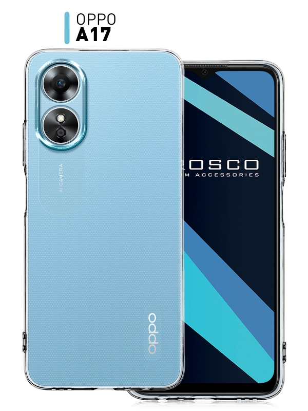 Силиконовый чехол ROSCO для Oppo A17 с защитой камер, прозрачный